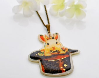 White Bunny Pendant Rabbit Pendant Arthur the King -Bunny Jewelry-Rabbit Necklace -Pet Bunny Rabbit Inspired -Rabbit Jewelry -Bunny Necklace