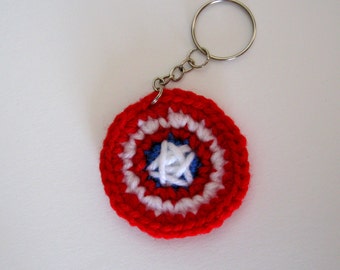 Crochet Captain America Shield Keychain -Ready To Ship