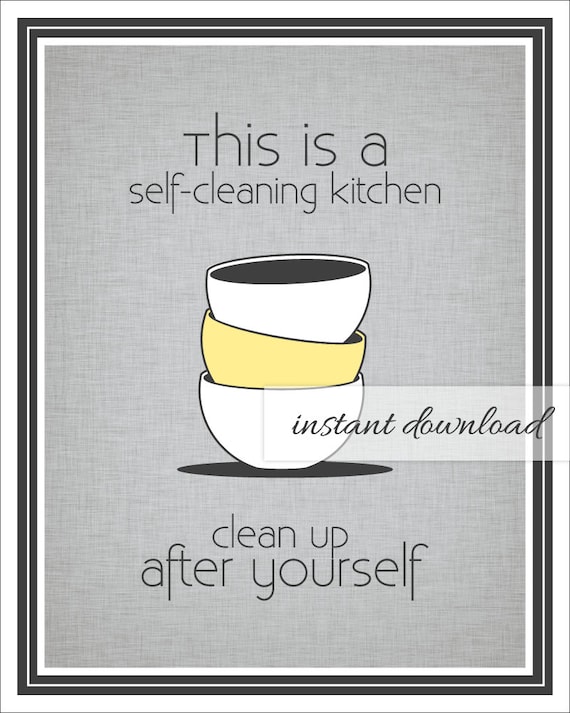 Items similar to Self Cleaning Kitchen Sign / Printable ... Items similar to Self Cleaning Kitchen Sign / Printable ...