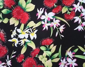 Hawaiian Print Cotton Fabric (Yardage Available)