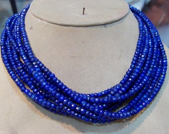 1 Strand Lapis lazuly Faceted Roundel beads 14'' 14, grams 4-5 .MM