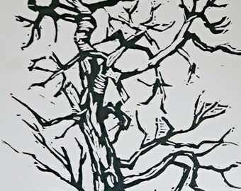 Prairie Tree Linocut Print