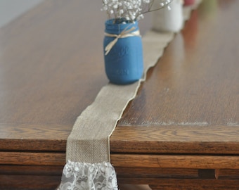 Thin Burlap & Lace Table Runner
