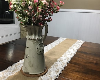 Burlap and Lace Table Runner