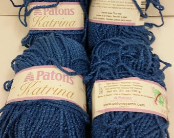 4 Skeins Patons Katrina Yarn, 3.5 oz/100g, 163 yards/ 150m, dye lot 92377, Blue "Ocean"