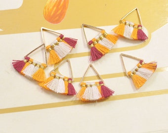Mixed Color Tassel,cotton tassel,triangle tassel pendant,earring tassels, Fashion Jewelry Making Supply, 6 Pieces -- VC14#