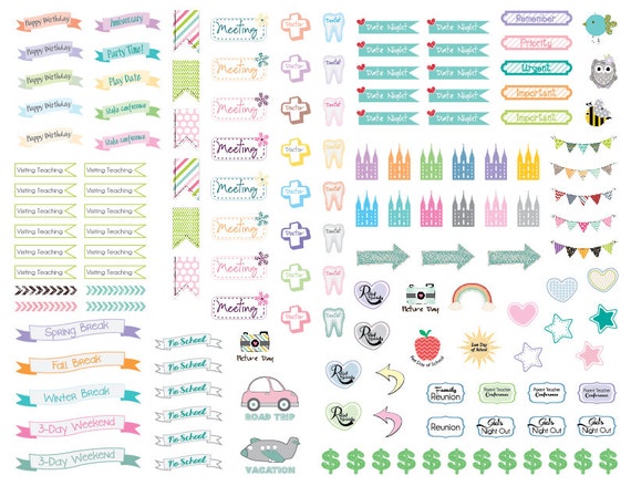 cute and colorful lds themed plannercalendar stickers