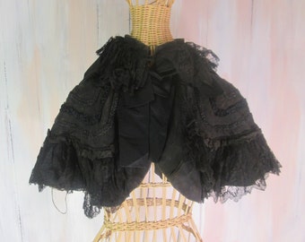 1800s Victorian Mourning Capelet Cloak with Jet Beading