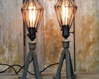 Railroad Steampunk Table Lamps - Railroad Spike Table Lamps #133