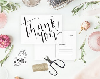 Printable thank you cards, Rustic wedding thank you cards, Rustic thank you cards, Thank you postcard, Thank you wedding cards printable