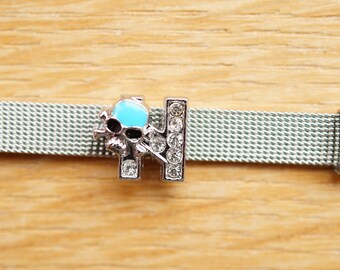 busy letter N alphabet blue skull bead for bracelet