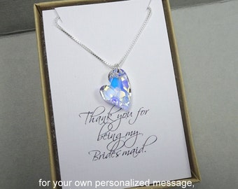Collier, collier de demoiselle d’honneur, demoiselle d’honneur cadeau, collier de mariage, mariage, Collier coeur, cadeau pour maman, bijoux de mariée parti de coeur