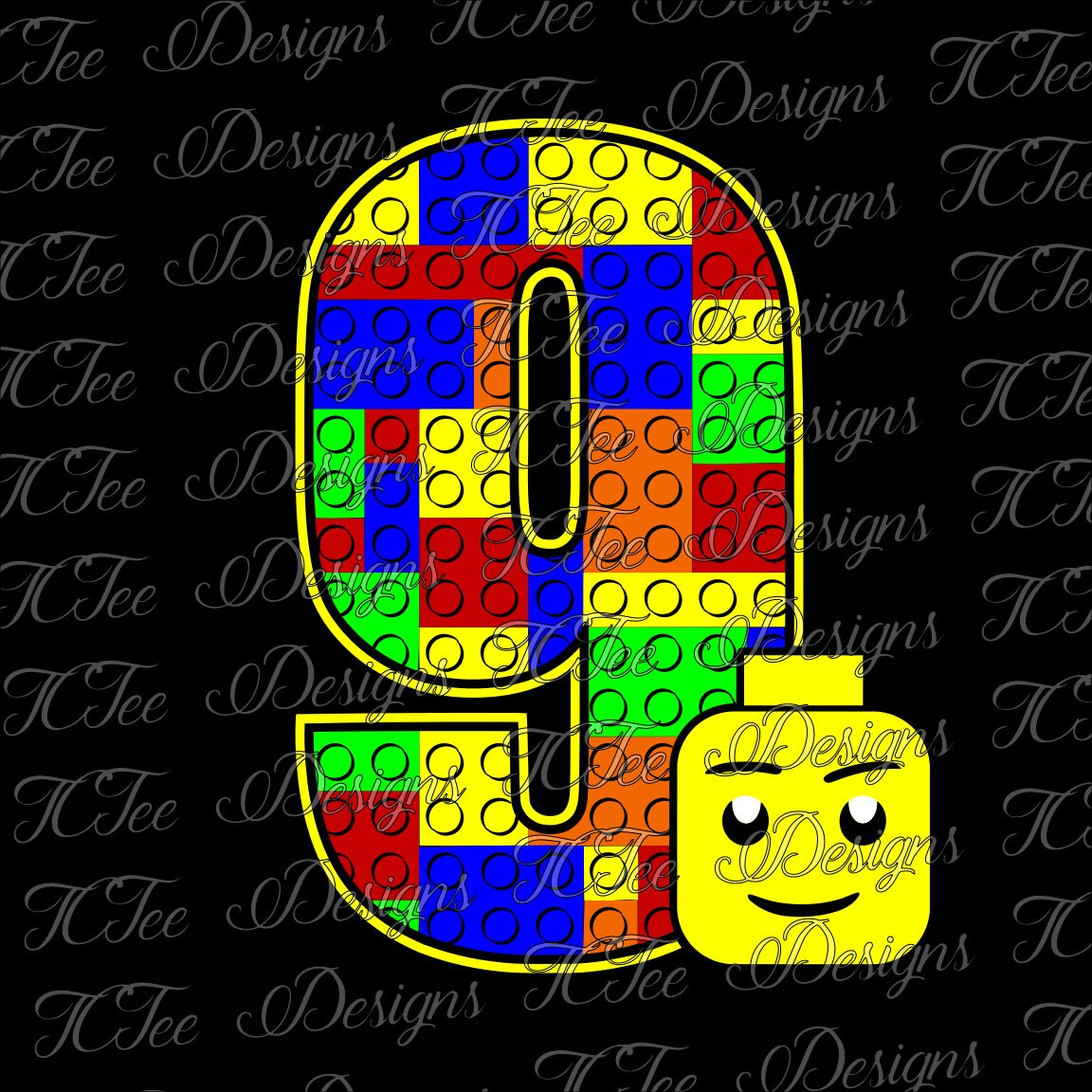 Lego 9 - 9th Birthday - Lego Birthday SVG Design Download 