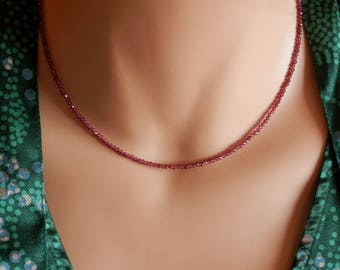 Genuine Ruby Necklace July Birthstone Necklace Natural Ruby Pendant red ruby necklace ruby jewelry real ruby choker red necklace silver