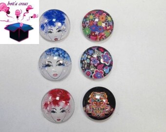 6 glass cabochons 18 mm as pictured lot number 55