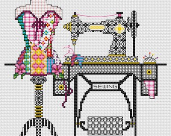 Patchwork Sewing Room Cross Stitch Pattern Instant PDF Download