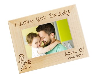 SHIPS FAST, Daddy Picture Frame, Fathers Day Gift, Gifts for Dad, New Dad Gift, Daddy and Son, Engraved Personalized Photo Frame - WF27