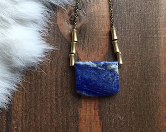 Lapis Slab Pendant Necklace