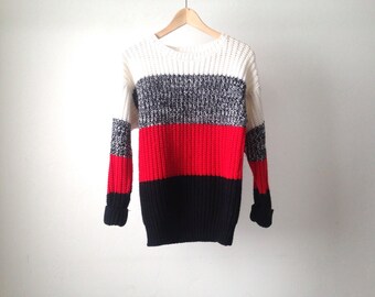 90s simple STRIPED grunge SLOUCHY warm sweater