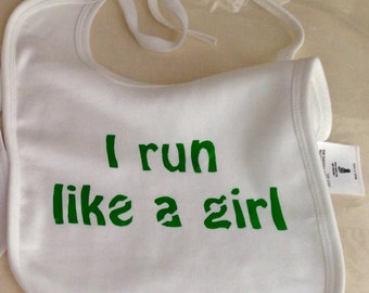 Makeforgood- I run like a girl - Organic cotton baby bib