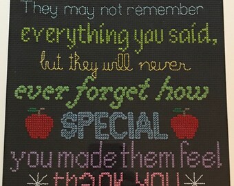 Teacher gift - cross stitch picture