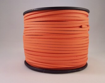 Coral Vegan 2 Sided Faux Leather Suede Flat Cord 3mm