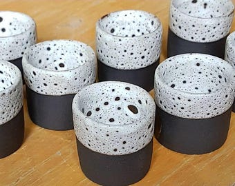 Blackstone cup with enameled in white