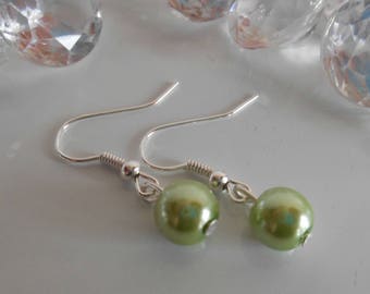 Wedding earrings lime green beads