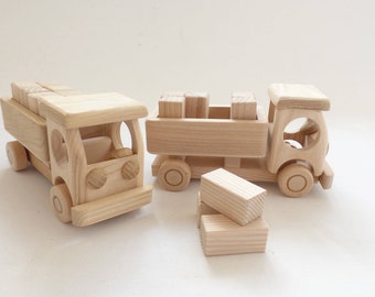 New Handcrafted Natural Ecological Organic One Wooden Track With Blocks - Toys Girls Boys - Maybe For Painting Size Approx 8 in or 20 cm