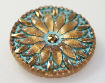 Czech Glass Button, Large 33mm