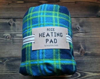 Neck & Shoulder Rice Bag // Green and Navy Plaid Rice Heating Pad // Heat Therapy Rice Bag // Spa Neck Wrap // Cold Pack // Heating Pad