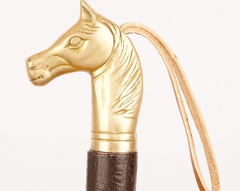 Shoehorn made of solid brass, wood and brass || Horse head design on the handle