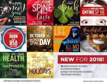 Chiropractic Holiday Social Media Bundle | DIY Instagram, Facebook, Pinterest, Twitter, Blog Posts