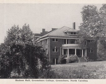 Greensboro, North Carolina Vintage Postcard - Hudson Hall, Greensboro College, Methodist Church