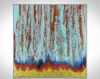 Abstract Painting, Birch Tree Painting, Original Painting, Canvas Art, Wall Art, Abstract Art, Modern Painting, Canvas Painting, Blue
