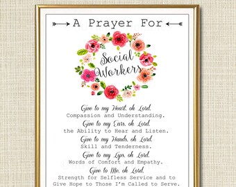 Social Worker Prayer Art, Social Worker Gift, Social Worker Office Decor Printable Wall Art, INSTANT DOWNLOAD Religious Social Worker Poster