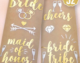 52 Bachelorette Party Flash Tattoos | Bride Tribe Favors | Bridesmaid Gift | Bachelorette Tattoos | Bridal Shower | Engagement Decoration