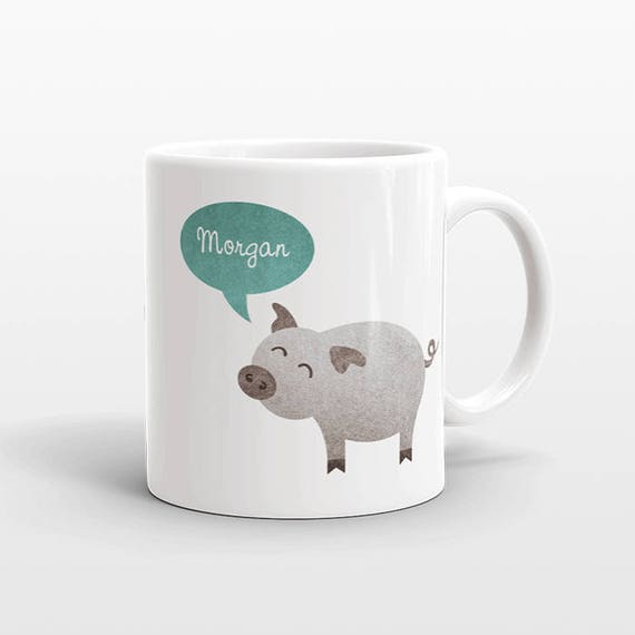 Custom Name Mug, Pig Mug, Personalized Mug, Unique Coffee Mug, Office Mug, Best Friend Gift, Birthday Gift, Cute Animal Lover Gift