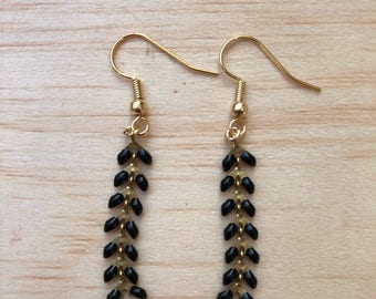 Black spike chain earrings
