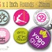 Yoga Girl Collage Sheet - (1x1) One Inch (25mm) Round Pendant Images - Glass Rounds - Magnets or Stickers - Digital Sheet - Buy 2 get 1 Free