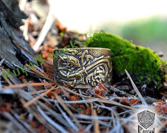 Bronze Celtic Dragons ring. Jörmungandr ring. Handmade ring Viking ring. Norse Viking Dragon Pagan ring Viking Jewelry
