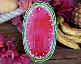Hand painted wood tray, small