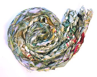 Green and gray handmade scarf