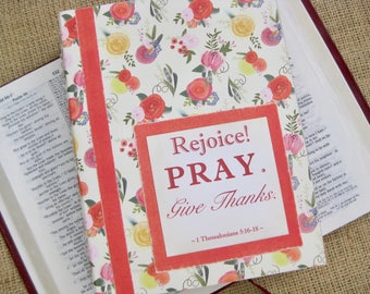 Legacy Prayer Journal, Bound Book, Watercolor Ranunculus in Coral, Lavender, & Yellow with Coral Floral Accents