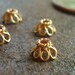 Bead Caps, Vermeil 24 Gold Plated Bead Cap 3.7 x 7 mm with Wire Ornaments, pkg of 4