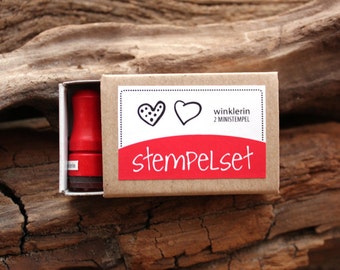 Mini Heart Rubber Stamp // Set of 2 Mini Stamps