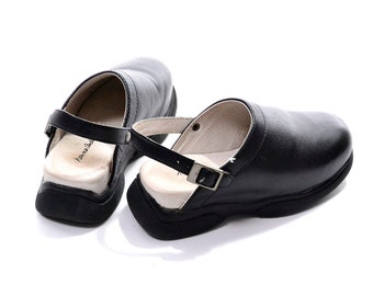 Hanna Andersson Black Leather Clogs / Toddler Clogs with Heel Strap Size 29 US size 11.5