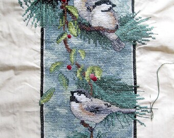 Cross Stitch Birds Needlework Kit - Needlework Kit Birds Pine Cones Tree Needlework - Wall Hanging -Tapestry of Birds - Dimensions Kit
