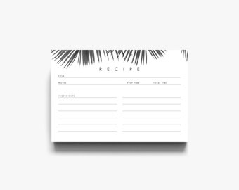 black and white recipe card template