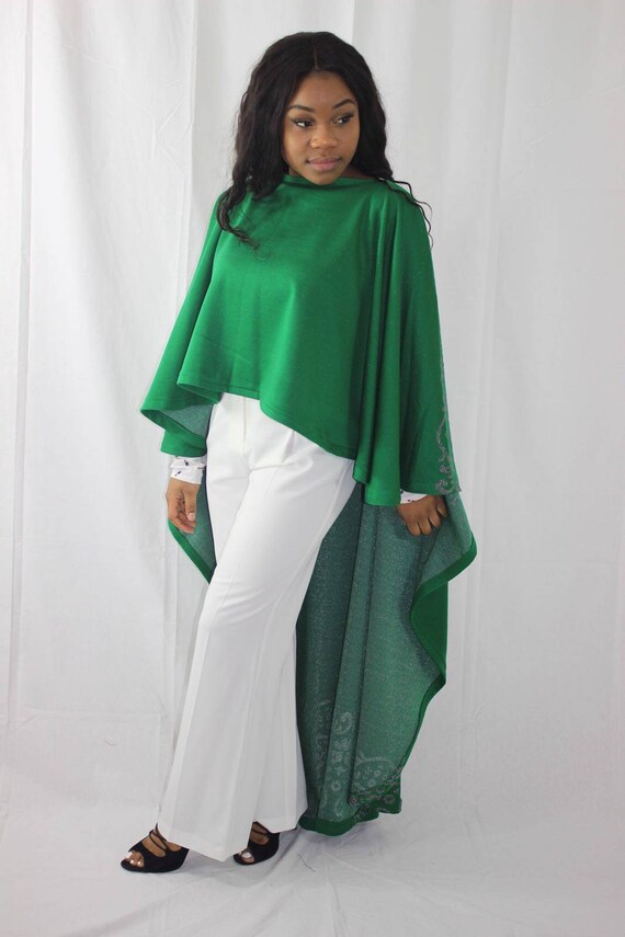 Alicia Green Hi-Lo Poncho Cape